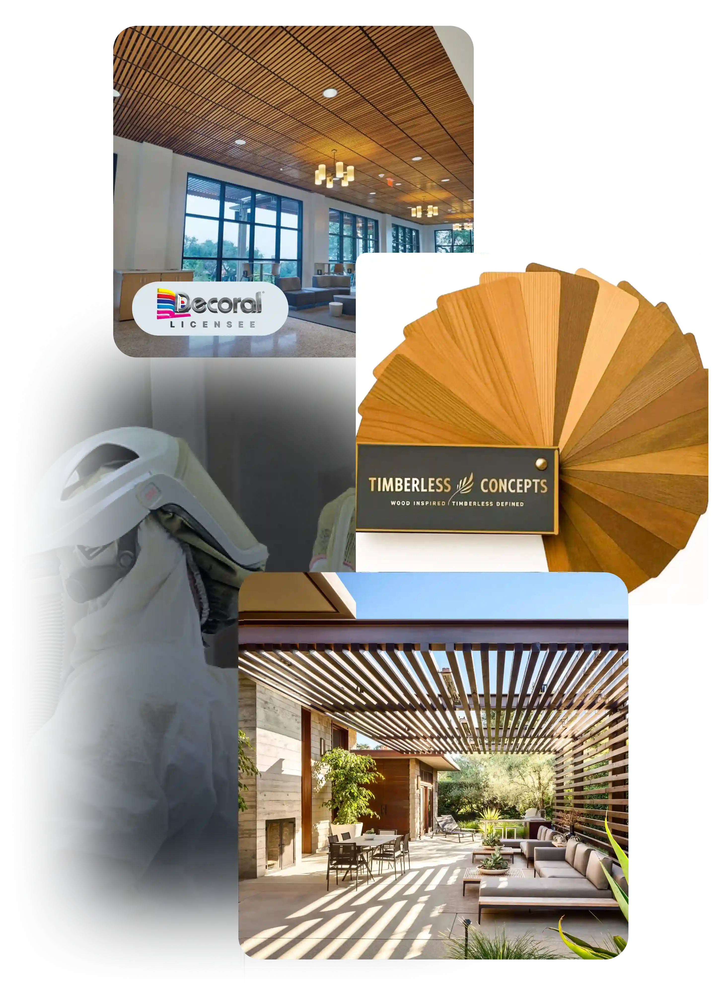 Modern interior with wood slat ceiling